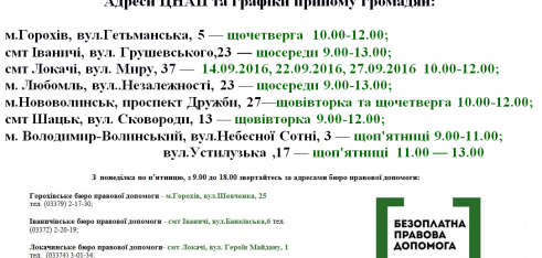 Безоплатна правова допомога у центрах надання адміністративних послуг